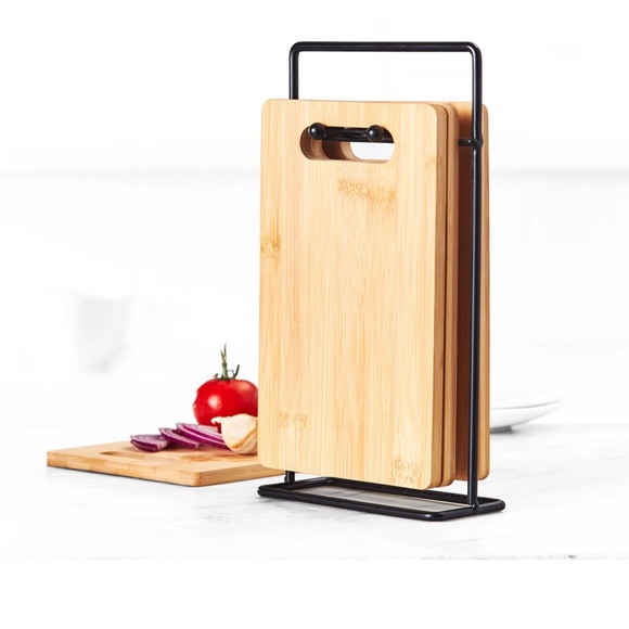 Tulsa Bamboo Board with Support, Set of 4, Natural Wood Colour - Picture 1 of 2